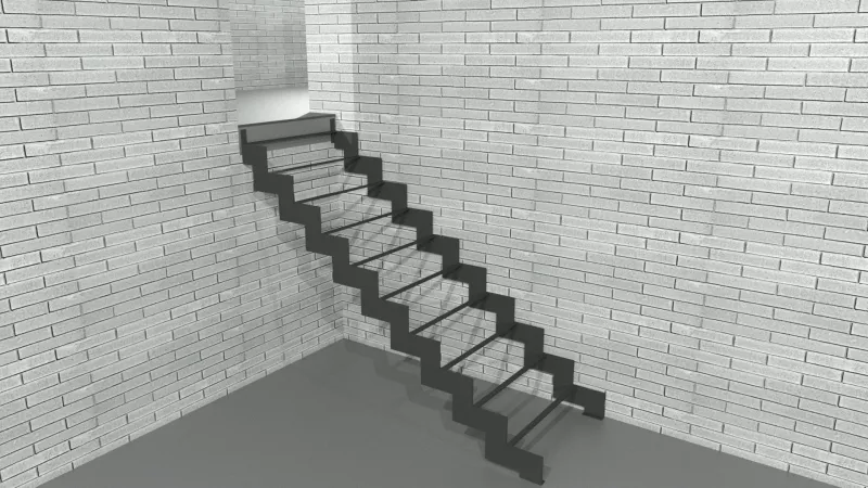 Прямая лестница из листа металла открытого типа