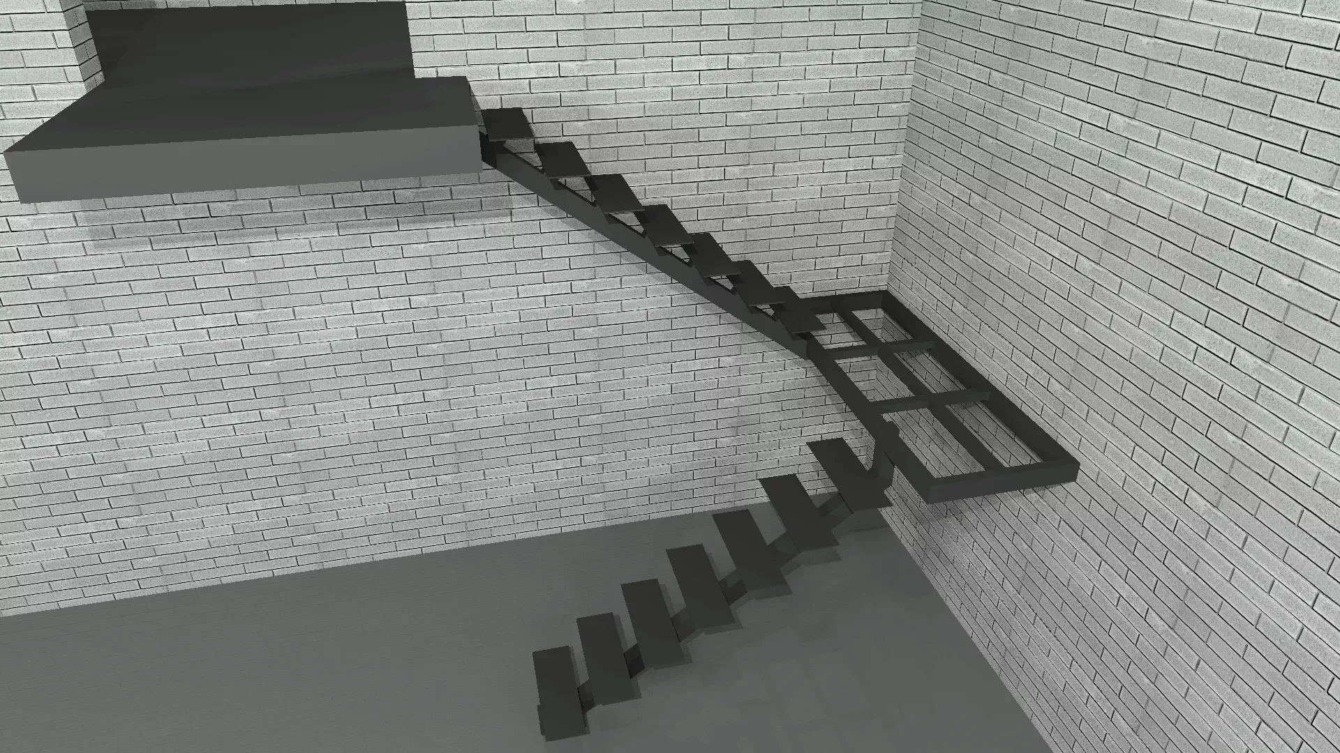 Лестница П-образная с площадкой на монокосоуре