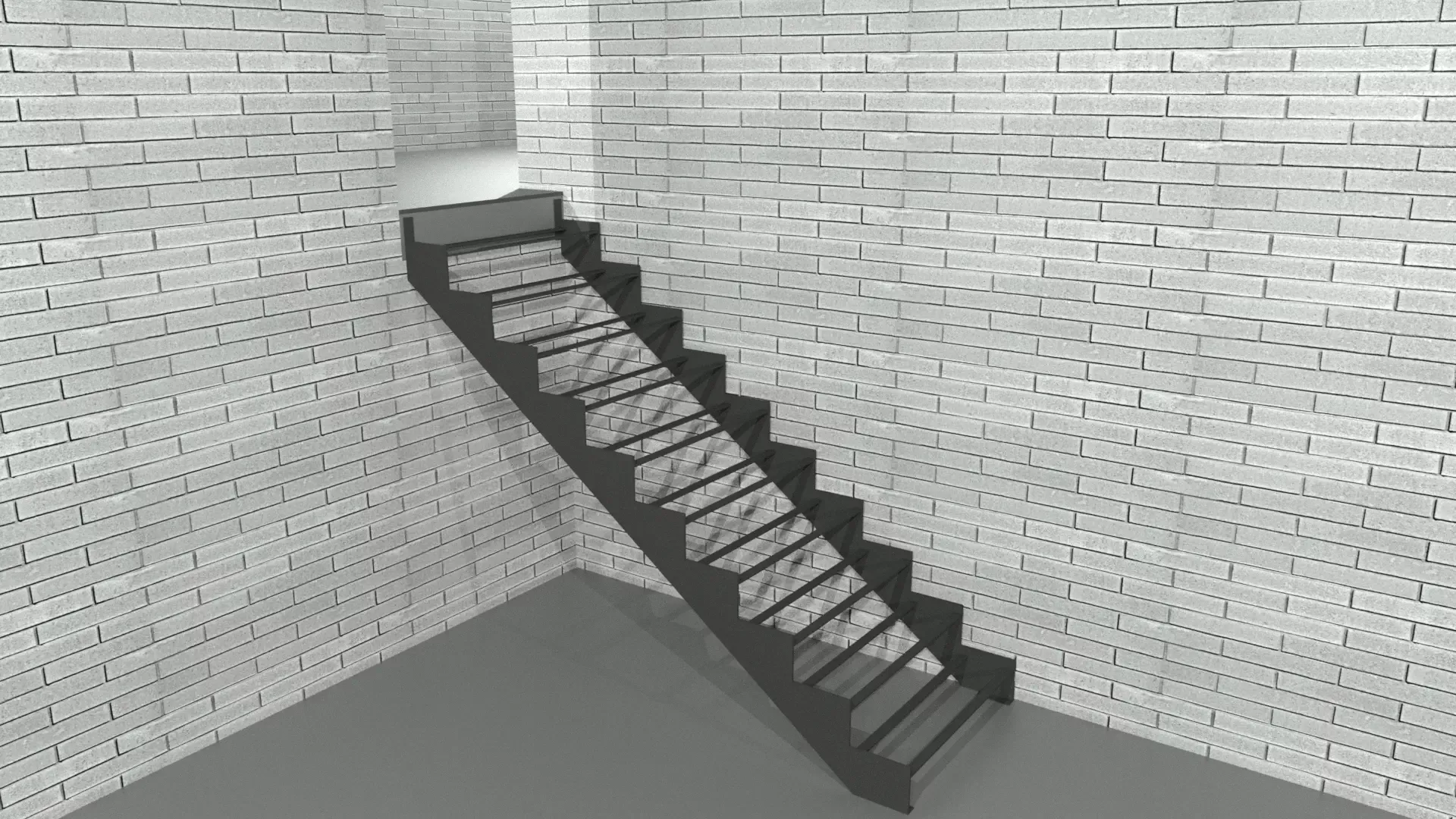 Прямая лестница из листа металла закрытого типа