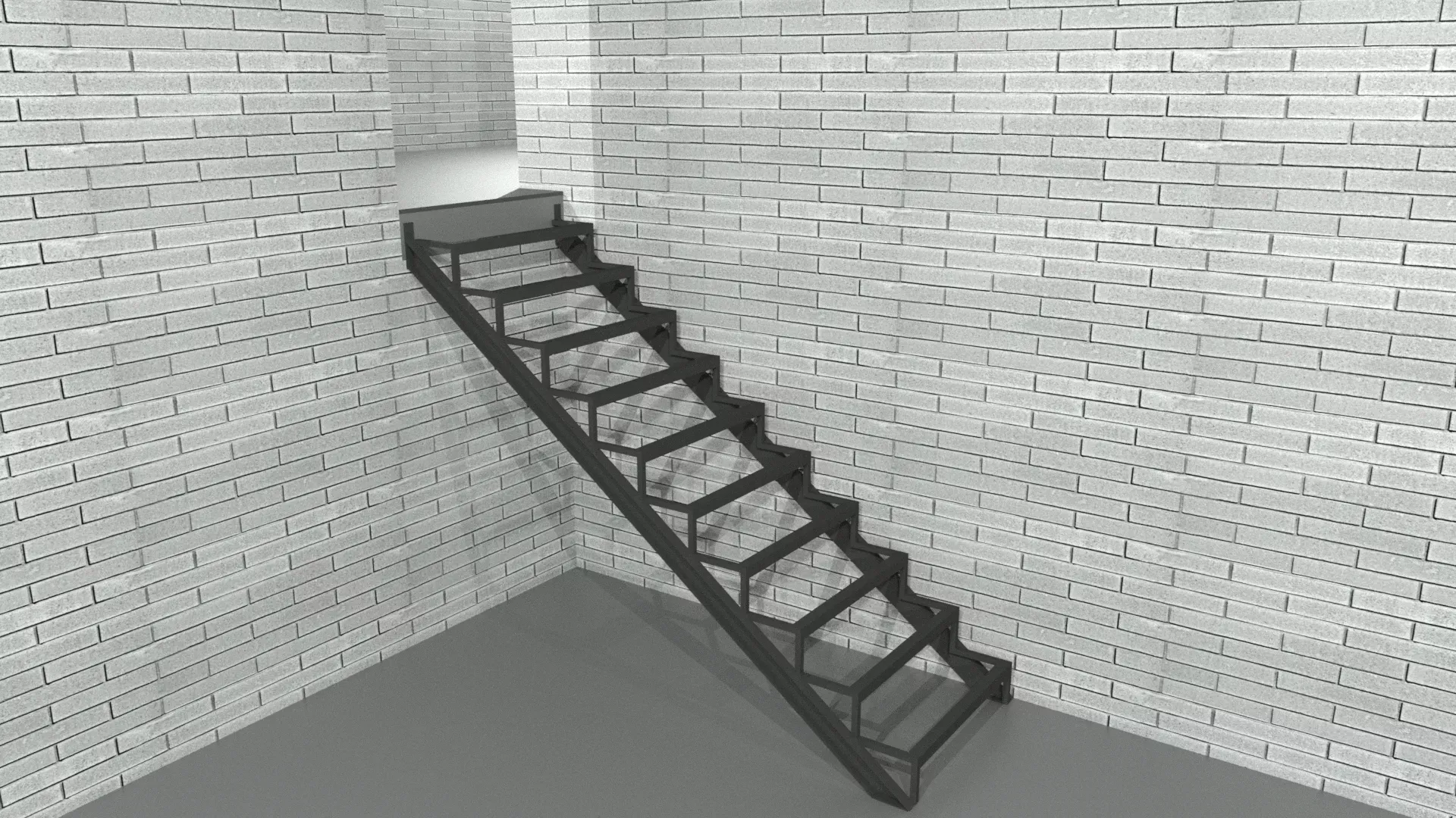 Прямая лестница закрытого типа на каркасе